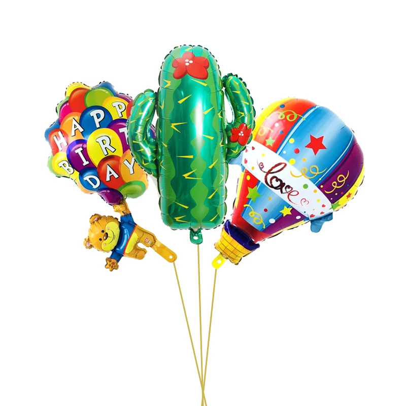 1 шт. Медвежонок парашют воздушный шар из фольги кактус Днем Рождения baby shower День