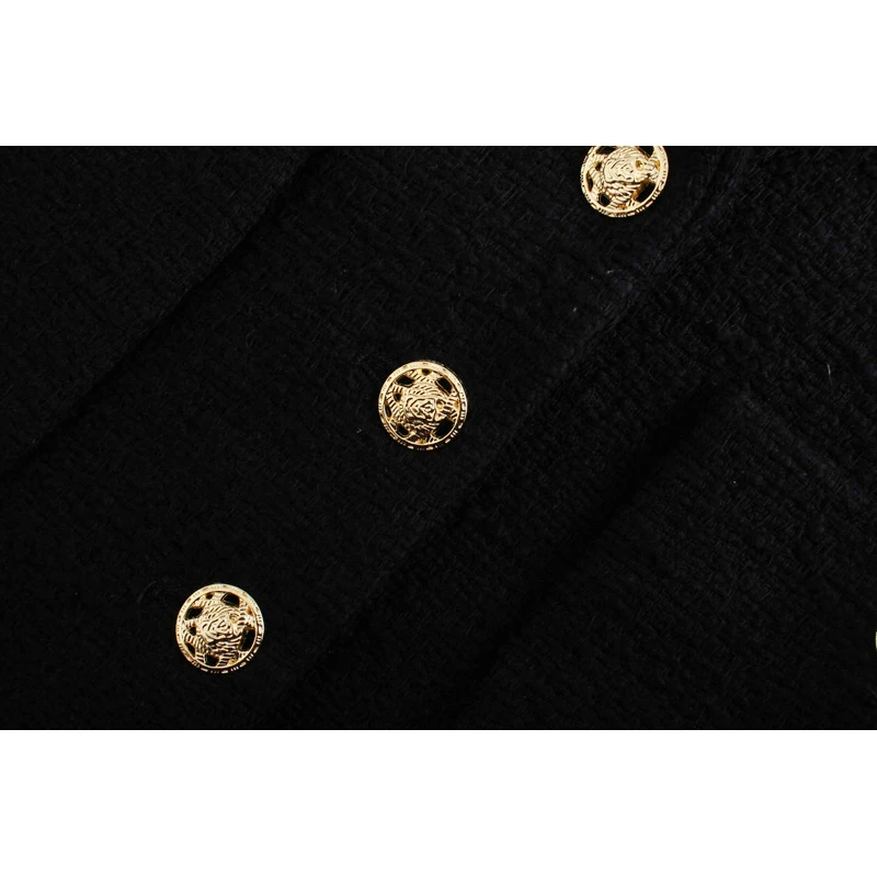 

Za Fashion 2021 Women Blazer Chic Black Single Golden Button V Neck Short Jackets Preppy Style Spring Blazer Mujer Outwear