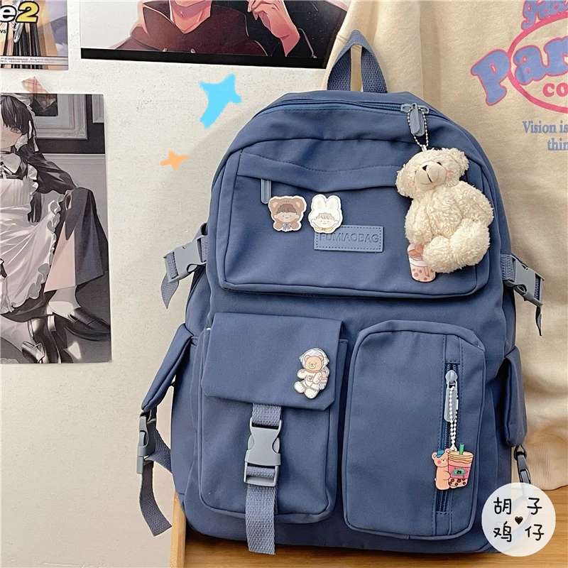 

YJ842 Girls Backpack Japanese Harajuku Student School Bag Female Port Style Retro Large Capacity Backpack