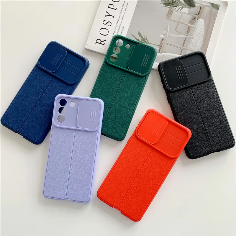 

Slide Camera Lens Protection Phone Case for Samsung A52 A72 A32 A22 5G A21S A31 A51 A71 M31S S21 Ultra S20 FE Matte Back Cover
