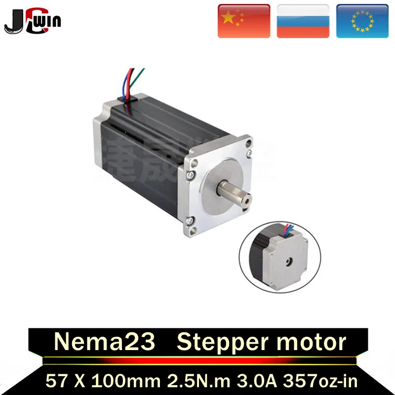Лидер продаж! С 4мя фазами Nema 23 шагового двигателя одиночный/двойной вал 8 мм 57x100