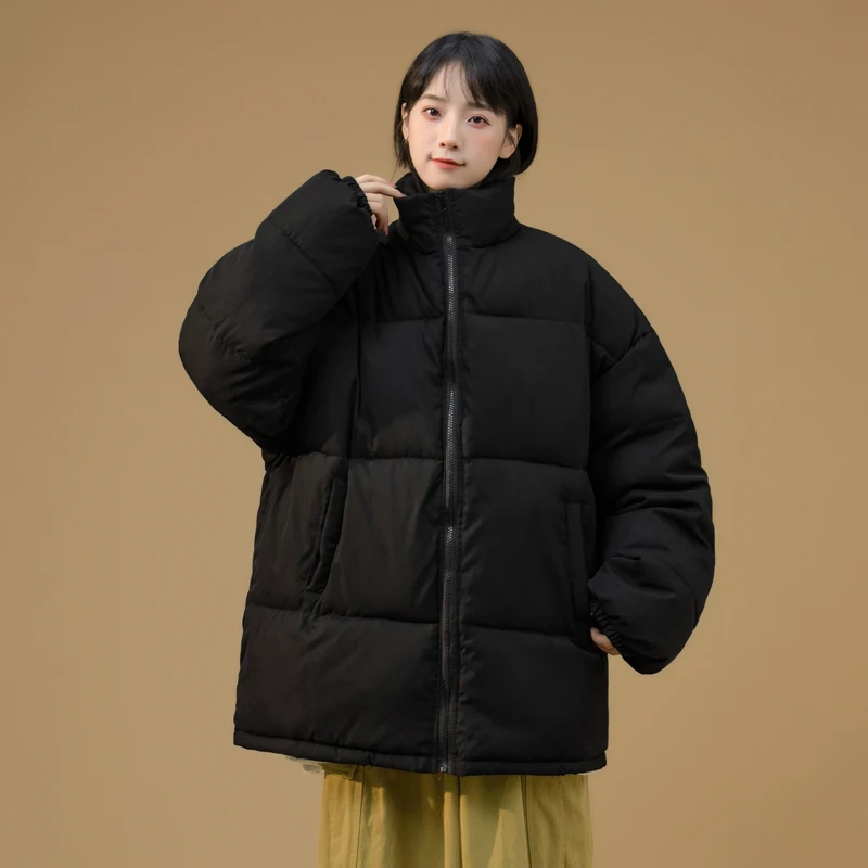 Winter Loose Padded Down Cotton-padded Jacket Oversize Women Thicken Warm Parkas Coat Stand Collar Solid Female Short Jackets