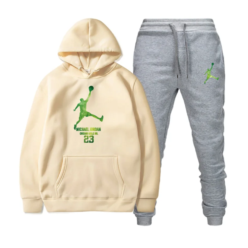 

New Fashion Mens Clothing Pullovers Sweater Cotton Men Tracksuits Hoodie Two Pieces + Pants Sports Shirts Fall Winter Track suit