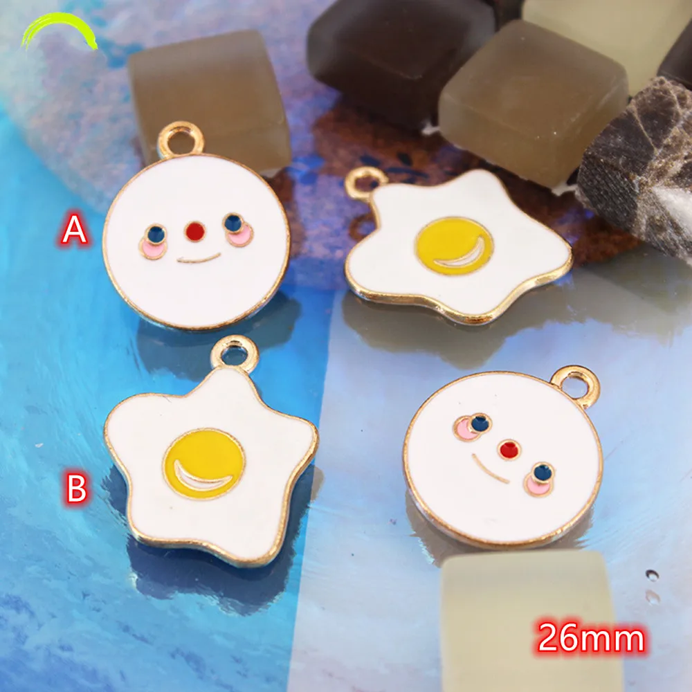 

Omelette Charm Pendants 10pcs cute Cartoon Foods Charms Jewelry Findings for DIY Earrings Keychain Bracelet Accessories