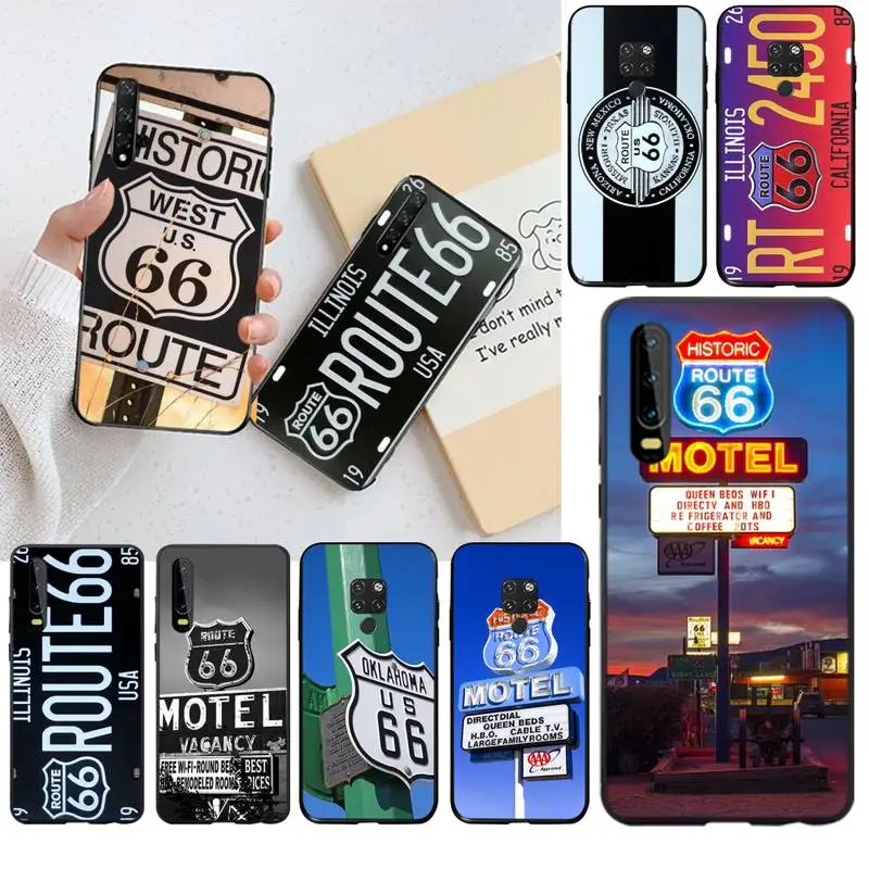 

YJZFDYRM American route 66 Customer High Quality Phone Case for Huawei P40 P30 P20 lite Pro Mate 20 Pro P Smart 2019 prime