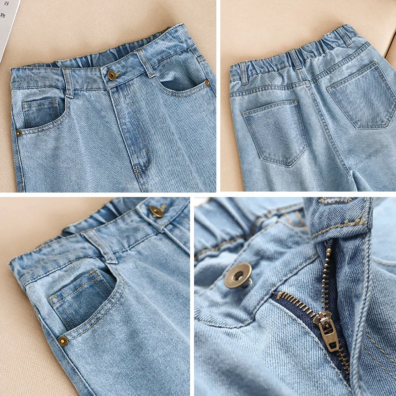 

Denim Pant 2021 Spring Autumn Women Jeans Loose Wide Leg Pants Full Length Washed Harem Pants Casual Ladies High Waist Trousers