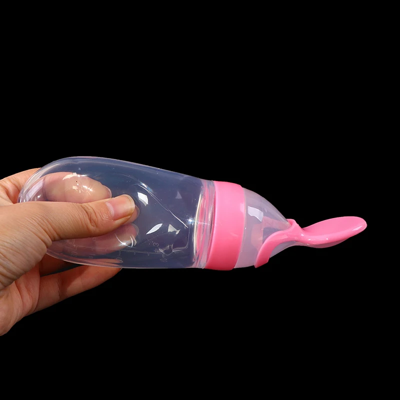

90ml Baby Squeezing Feeding Spoon Silicone Feeding Bottle Training Spoon Infant Cereal Food Spoon Infant Cereal Supplement