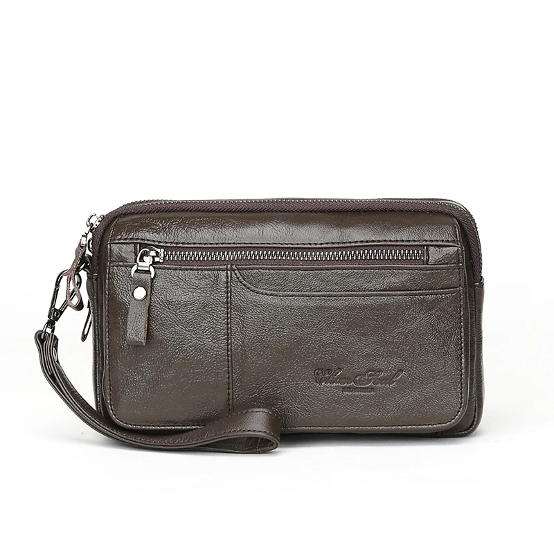 Известный Дизайн повседневная мужская сумка-клатч с двойной молнией из воловьей