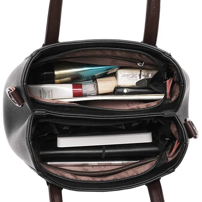 

High Quality PU Leather Women's Top-handle Bags Large Capacity Solid Color Shoulder Bags Female Simple Elegant Messenger Bag Sac