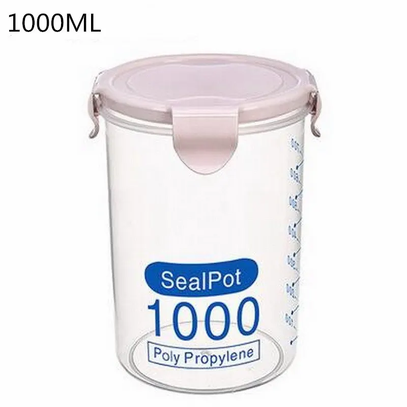 1000ml pink FUNIQUE рис бобы Stoarge Jar с крышкой уплотнения 4 решетки Холодильник контейнер для хранения пластиковый кухонный ящик для хранения - Цвет: 1000ml pink