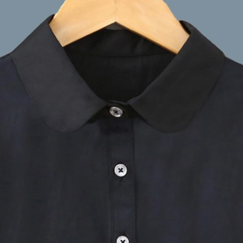 

Women Office Lady Detachable Lapel Half Shirt Blouse Minimalist Black White Button Down False Collar Decorative Dickey