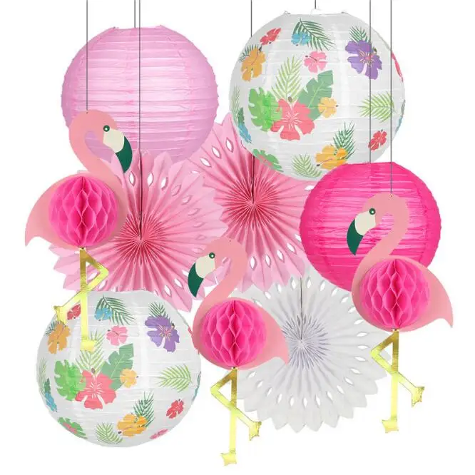 

Pink Blue Party Paper Big Lantern Tissue Pompoms Flower Flamingo Honeycomb Ball Baby Shower Kids Birthday Wedding Decorations