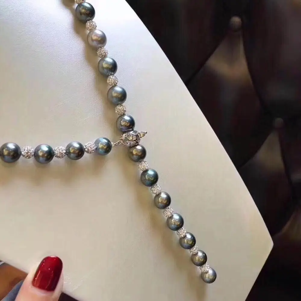 Женское Ожерелье из натурального пресноводного жемчуга с черными жемчужинами