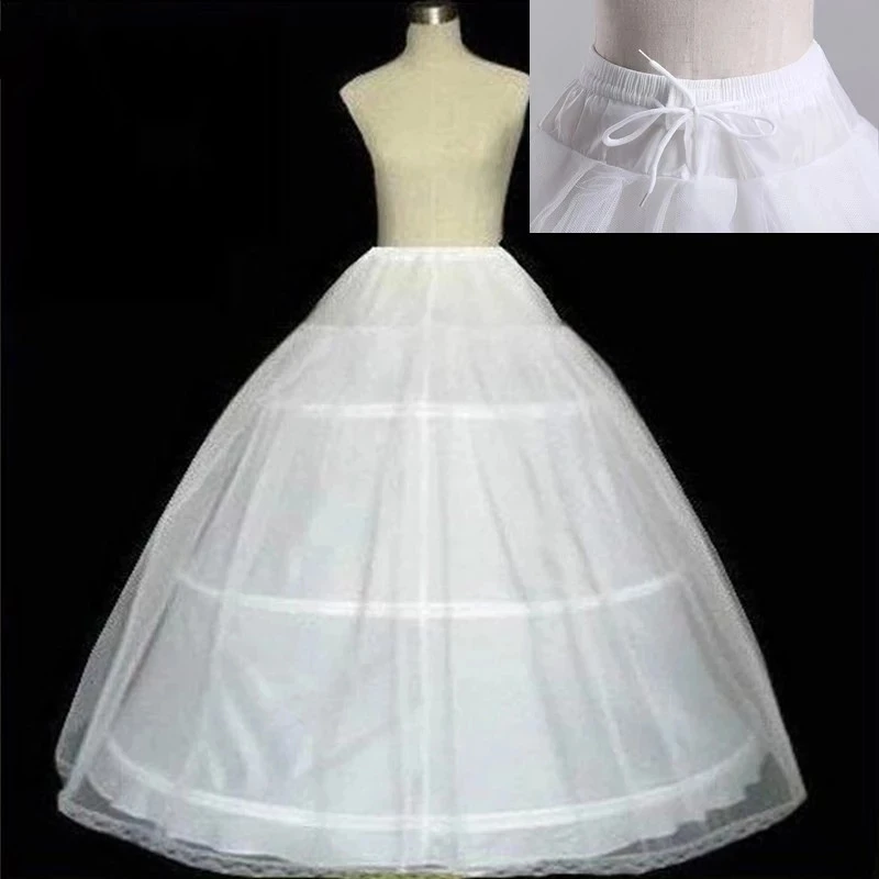 Недорогая белая Нижняя юбка с 3 обручами кринолиновая скользящая для бального