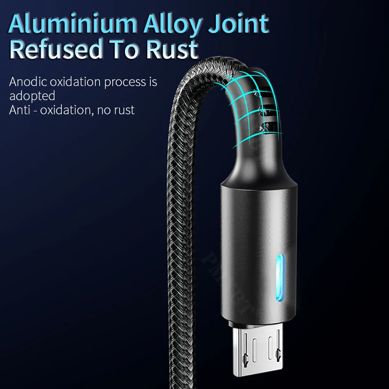 2 м Micro USB кабель 3A Быстрый зарядный для передачи данных Xiaomi Redmi Samsung Galaxy Android