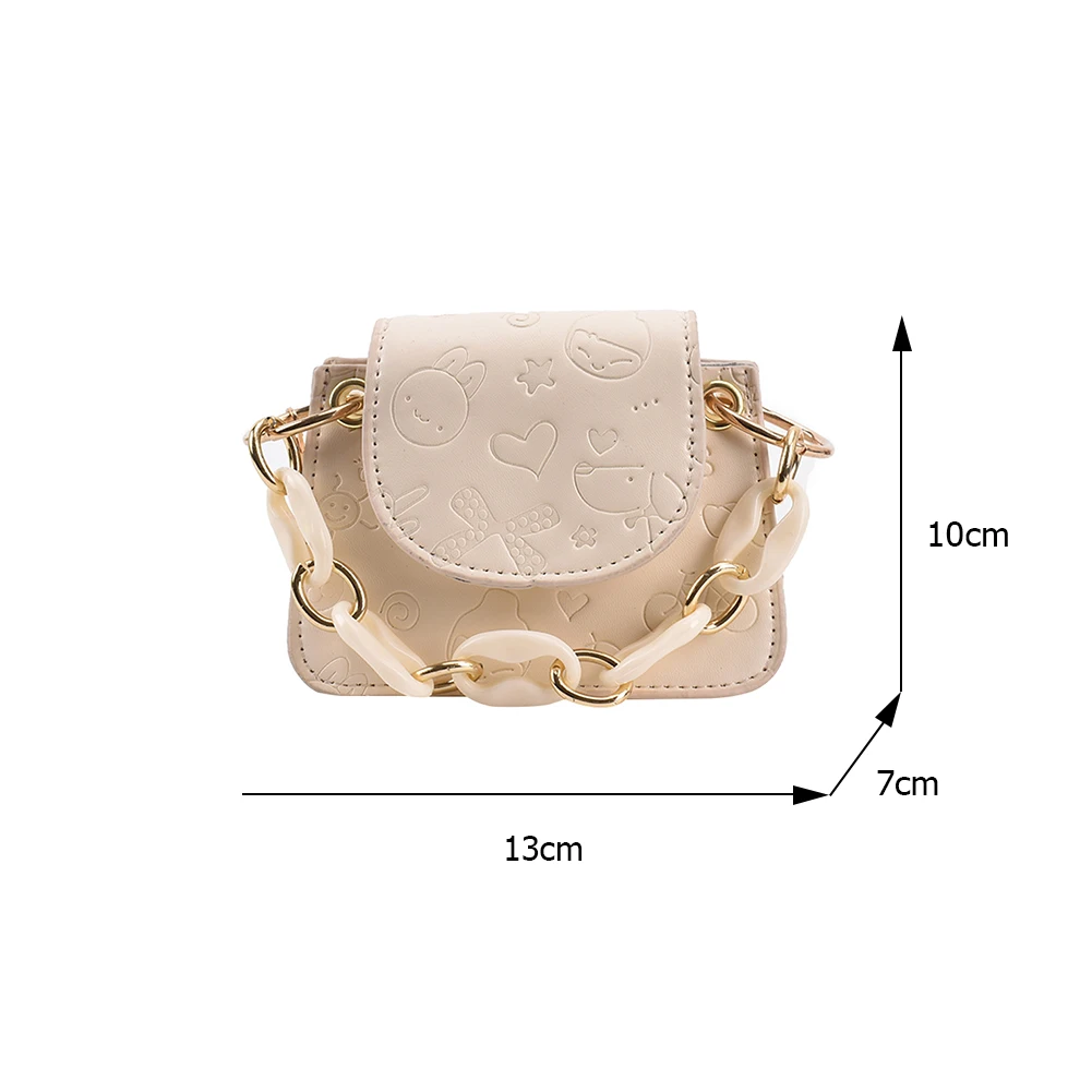 

Fashion Women Cartoon Embossing Crossbody Shoulder Bags PU Leather Solid Color Messenger Bag Casual Ladies Acrylic Chain Handbag