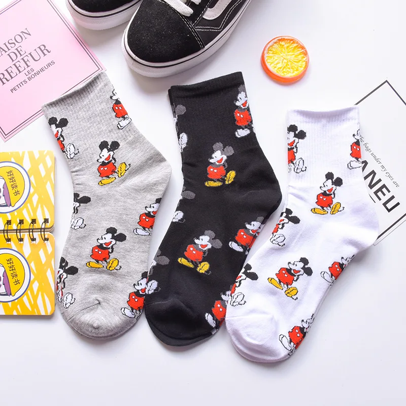 Женские носки в Корейском стиле с милыми мультяшными мышками Модные забавные