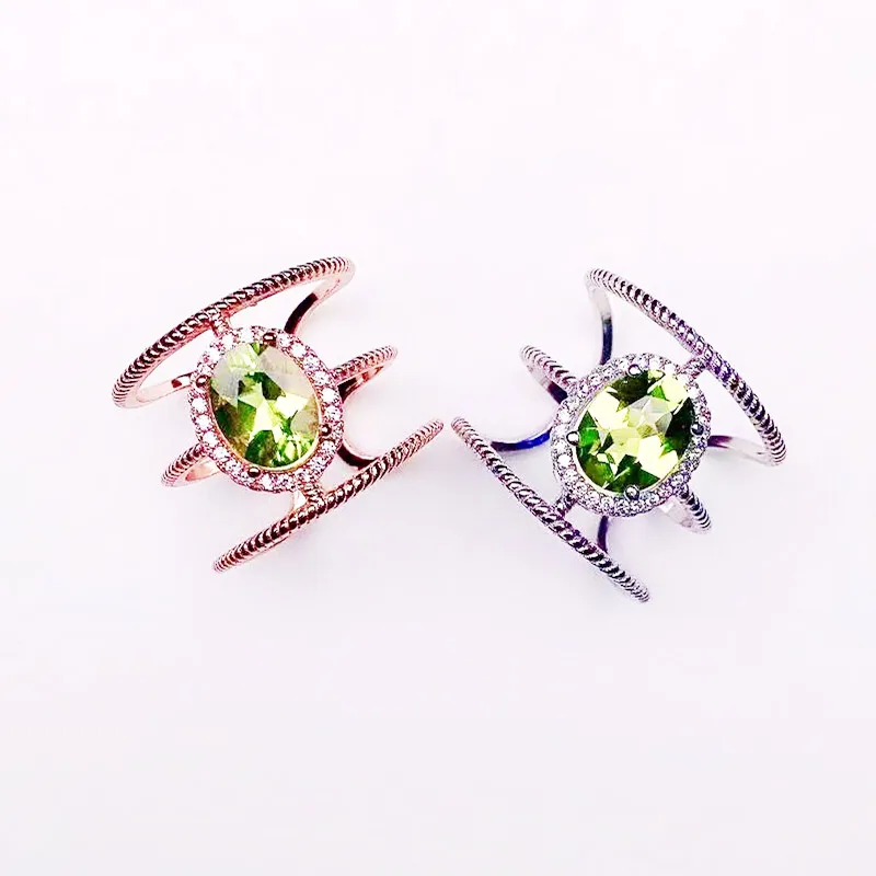 Натуральный настоящий Зеленый Перидот регулируемое большое кольцо 2 карата