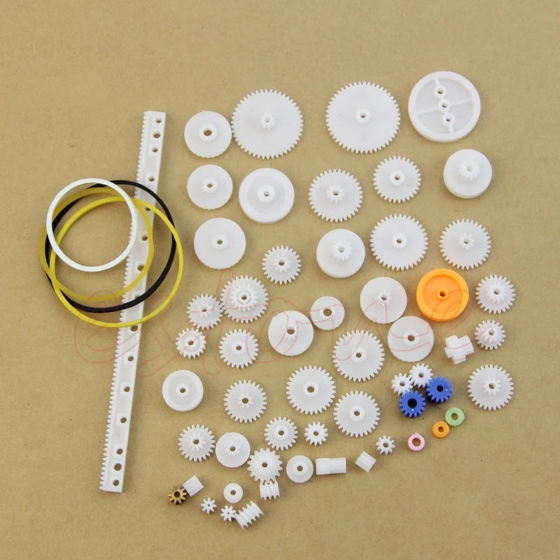 

New 60pcs Type Plastic Shaft Single Double Reduction Crown Worm Gears DIY Robot