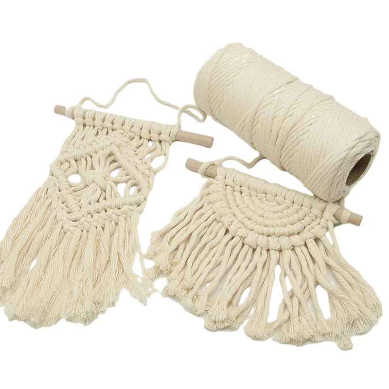 

3mm 4mm Macrame Rope DIY Home Wedding Accessories Gift Twisted String Cotton Cord for Handmade Natural Beige Rope
