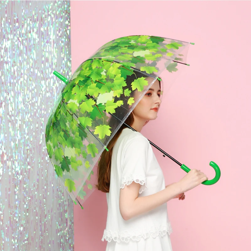 На высоком каблуке Модные прозрачные с изображением зеленых листьев и ложки