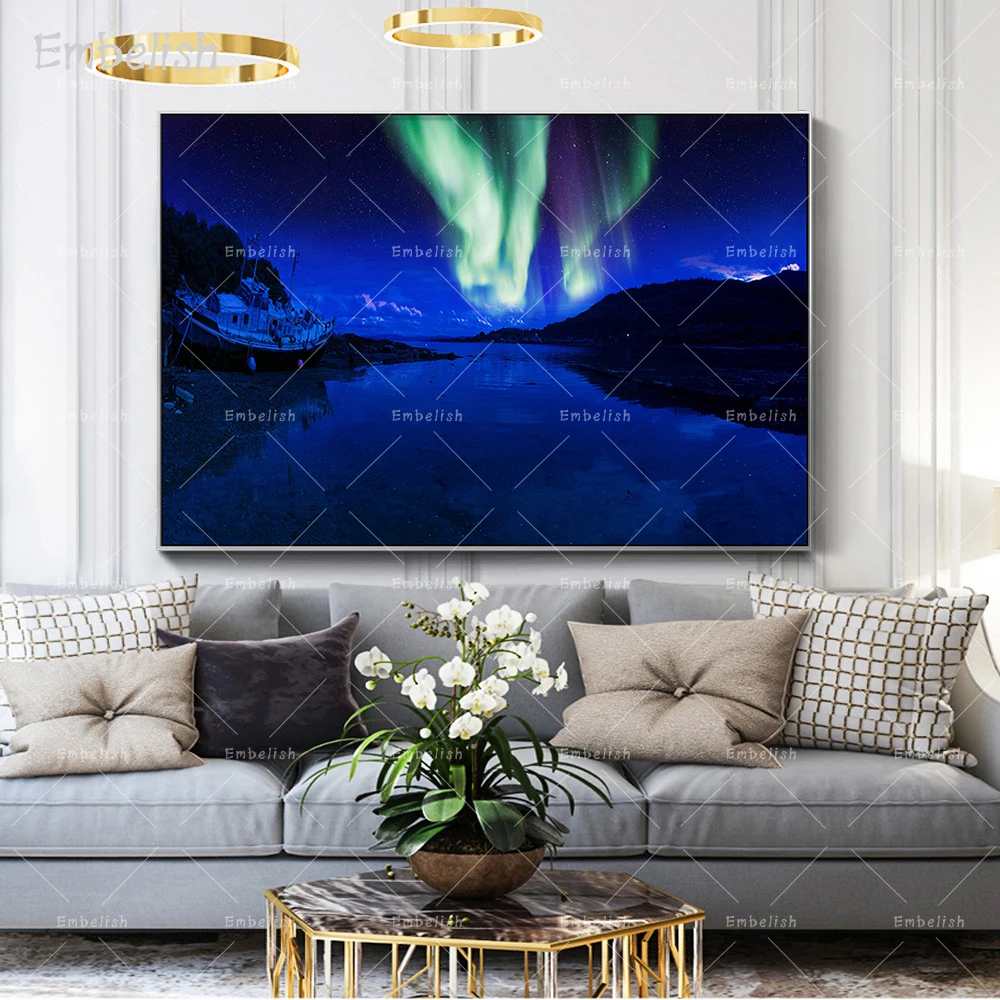 

Embelish 1 Pieces Hot Selling Aurora Landscape Wall Art Pictures For Living Room Modern Home Decor HD Canvas Bedroom Paintings