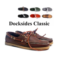 2021 mens casual genuine suede leather docksides classic boat shoes loafers shoes unisex handmade boat shoes high quality