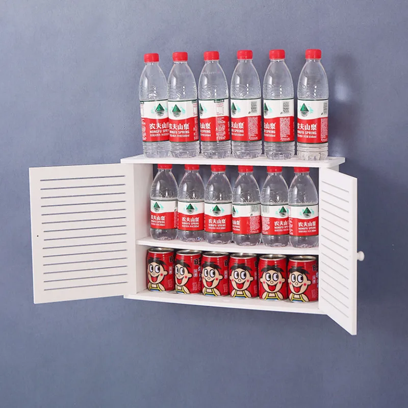 

Large Wireless Wifi Router Shelf Storage Boxes Cable Power Plus Wire Bracket Wood-Plastic Wall Hanging Plug Board DIY Home Decor