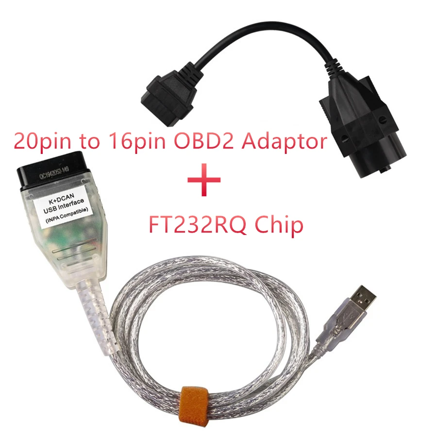 Для BMW INPA K + CAN с чипом FT232RL DCAN USB интерфейса плюс 20 контактный 16 адаптер OBD2 разъем
