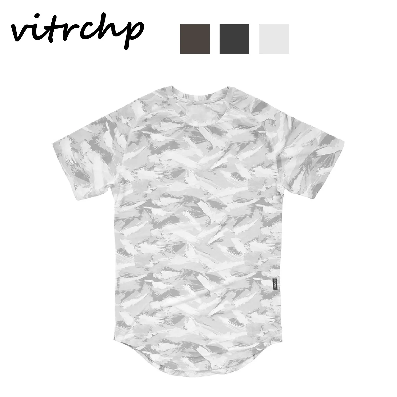 

VITRCHP 2021 Men's T-Shirt Summer New Sports European and American Loose Round Neck Short Sleeve Thin Print Quick-Drying Clothes