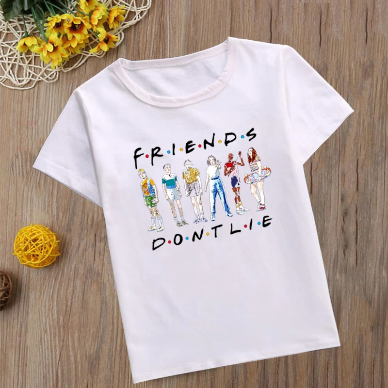 

Don't Lie Print T Shirt Kids Clothes Things Friends Graphic Tees Girls Summer Short Sleeve Tee Tops Boys White Top