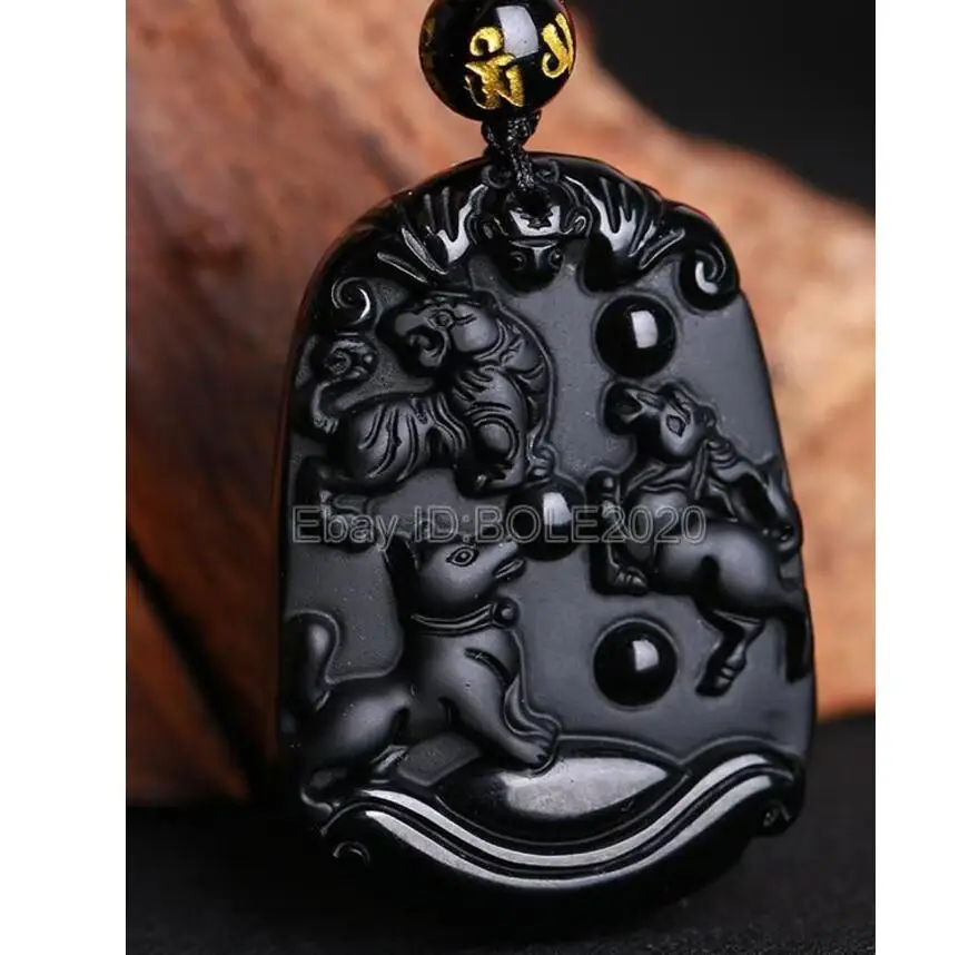 Бесплатная доставка натуральный черный обсидиан ручная работа подвеска на удачу