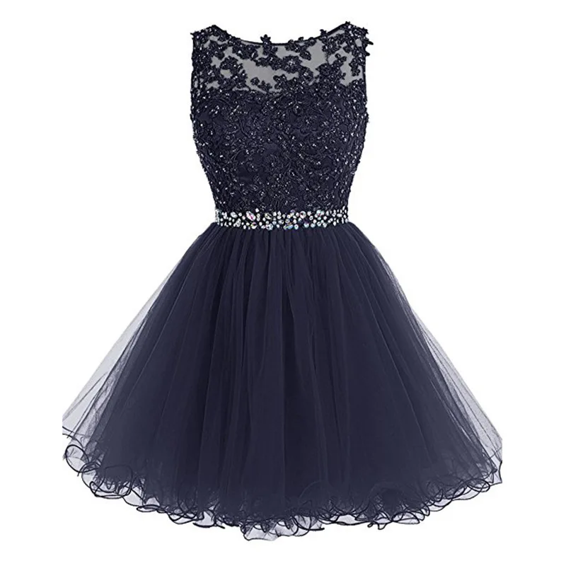 

BGW 31011ht Scoop Neck A Line Appliqued Homecoming Dresses Sleeveless Hollow Out Back 2020 Newest Real Pictures Frocks For Party