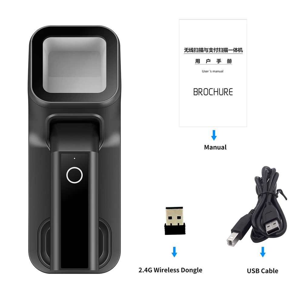 1D 2D Портативный Bluetooth беспроводной сканер штрих кода считыватель QR считывание