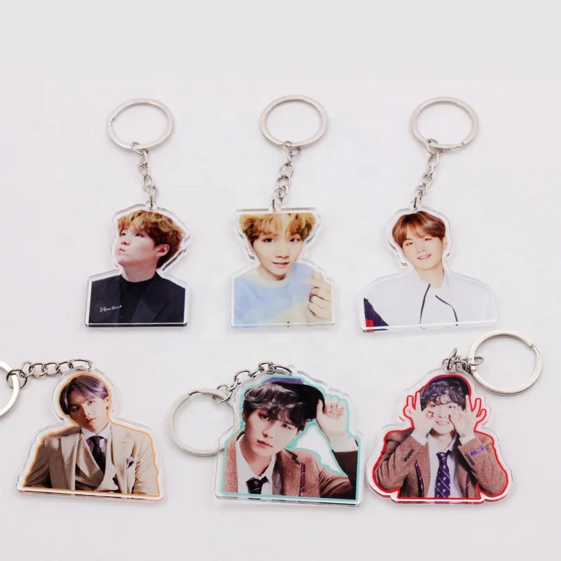 

Оптовая продажа, прозрачный акриловый брелок для ключей серии Bangtan Boys SUGA с Kpop Idol, милые двусторонние аксессуары