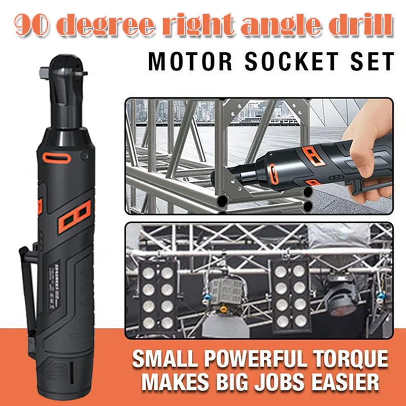 

Motor Power Socket Set Electric Wrench 90 Degree Rechargeable Ratchet Large Torque Capacity Wrench Tools In Stock