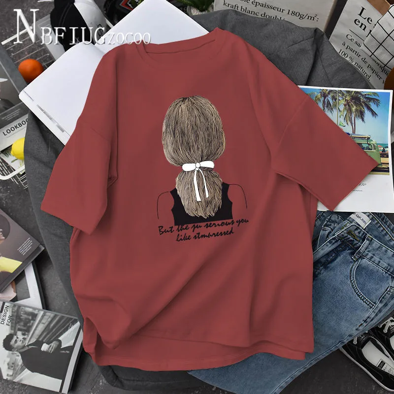 

Женская свободная футболка из хлопка, модная летняя футболка для молодых девушек, 2020