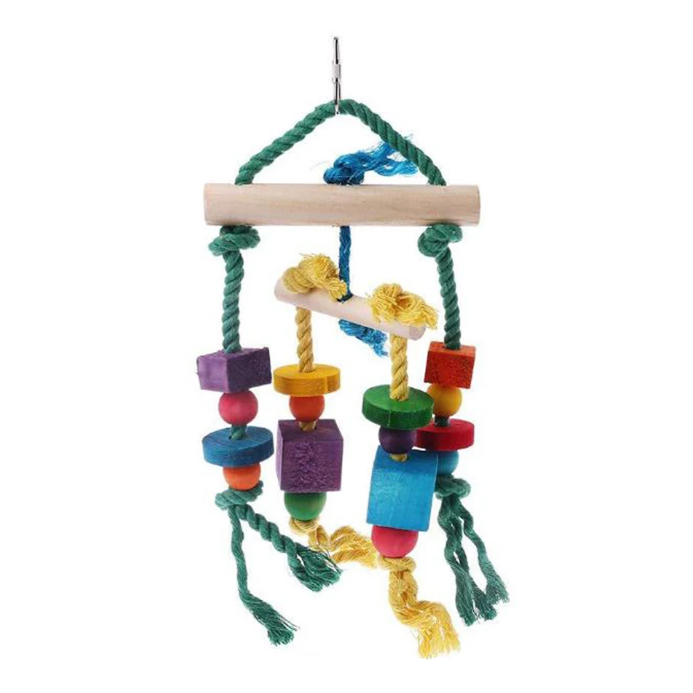 Красочные Бусины игрушки для попугаев подвеска подвесной мост цепочка