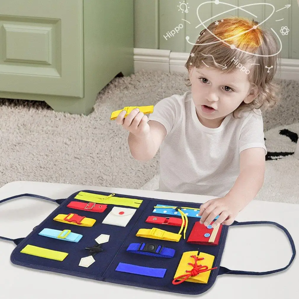 

Детская игрушка Монтессори, детская развивающая сенсорная доска с пряжкой для обучения, развивающая умная доска для малышей