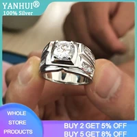 with certificate solid 925 silve male finger ring size 6 13 good quality men natural 2 0ct zirconia diamond wedding band jewelry