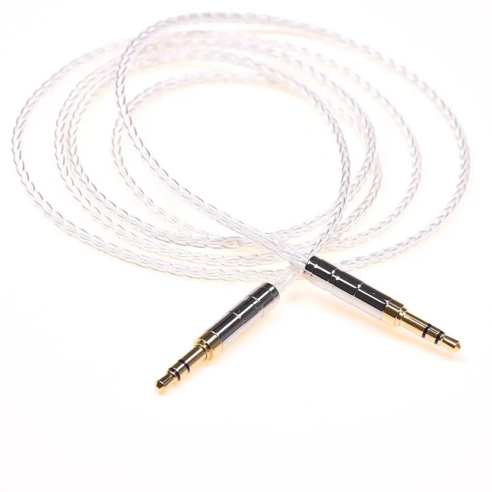 1.2M (4Feet）3.5mm Male to 3.5mm Male 8 cores Silver Plated Silver Plated Headphone Extension Cable AUX Audio Cable