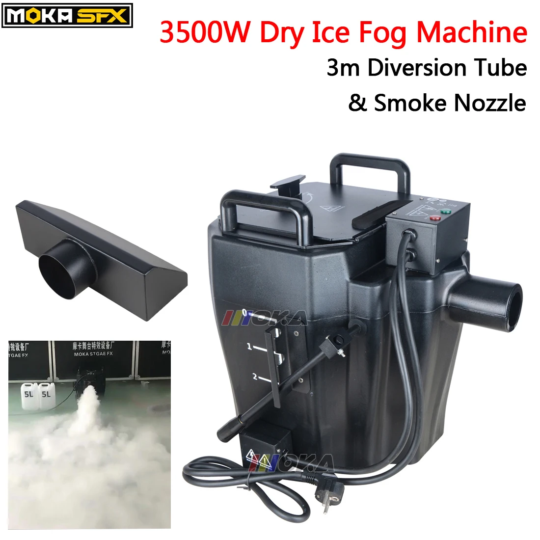 

1 Pcs/lot 3500w dry ice fog machine with smoke nozzle and diversion tube high power stage dry ice machine