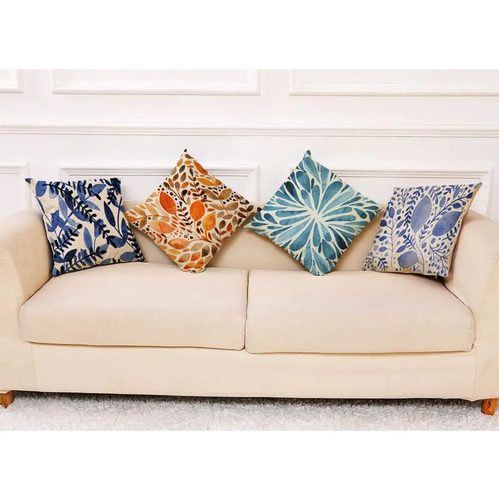 

Tropical Plant Leaf Cushion Cover Decorative Pillows Fashion Seat Cushions Home Decor Soft Flax Throw Pillow Sofa Pillowcase