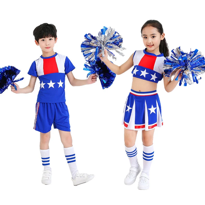 Kids Cheerleader Dance Costume School Uniform Gymnastics Skirt for Girls Boy Children Jazz Stage Performance 110-160cm Clothing |