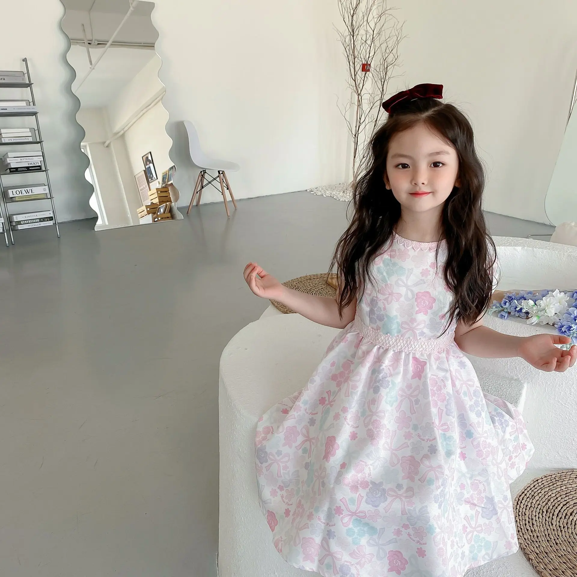 

21 детское летнее платье, детская одежда розового цвета для девочек, размер 100-150, хлопковая детская одежда