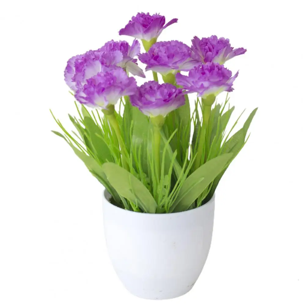 

1 Set Artificial Flower Bonsai Potted Plants Multi-use Handmade Plastic Simulation Plants Display Ornament for Garden