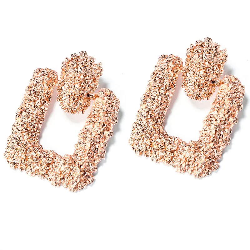 Rose Gold 1 X& P винтажные геометрические большие серьги, массивные золотые Висячие серьги для женщин, Модные металлические Висячие серьги, ювелирные изделия - Окраска металла: Rose Gold 1