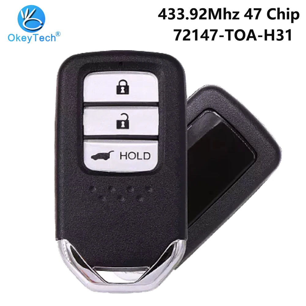 OkeyTech 3 кнопки 433 92 МГц ID47 чип 72147-TOA-H31 с вставным лезвием HON66 смарт-ключ для