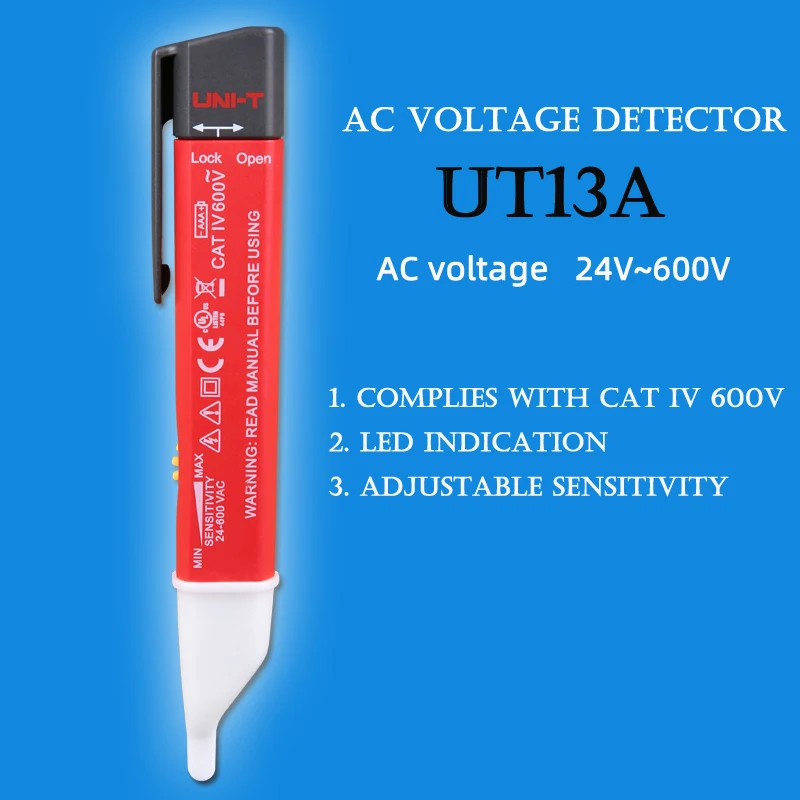 UNI-T UT12D/S/UT13A/B AC Voltage Detector; IP67 protection level non-contact electrician / household test pen UT12E/UT12M - Цвет: UT13A