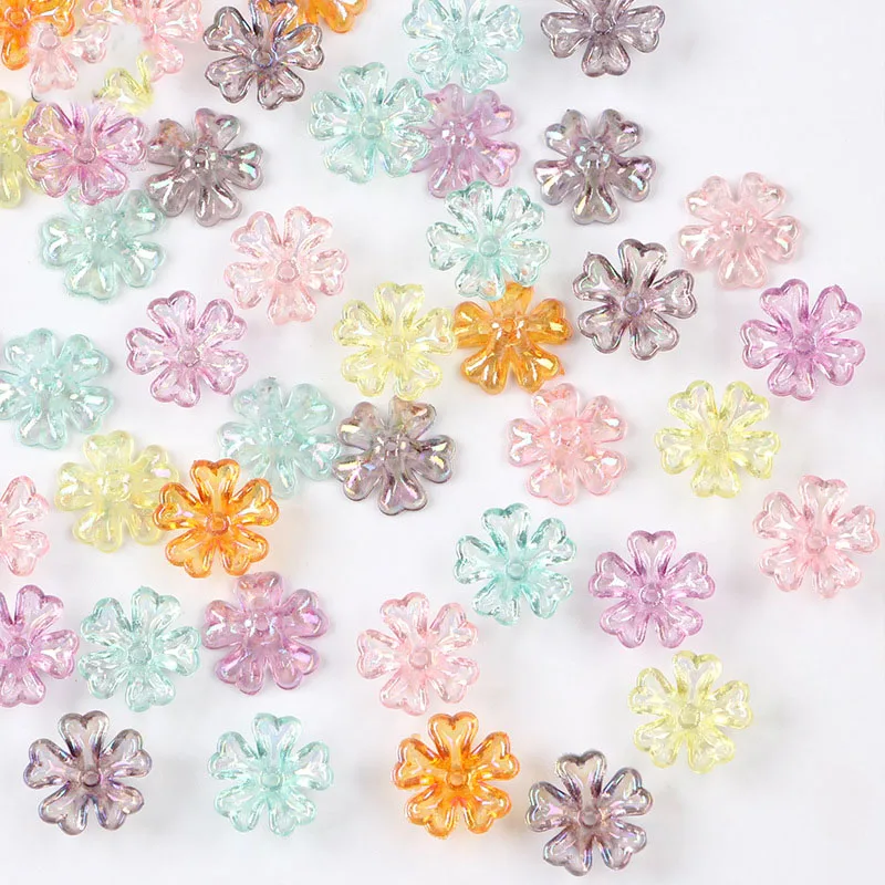 Разноцветные акриловые бусины с цветами цветные разделители ярких цветов для